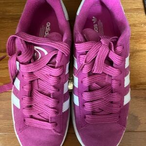 Adidas Women's Fuchsia and White Sneakers